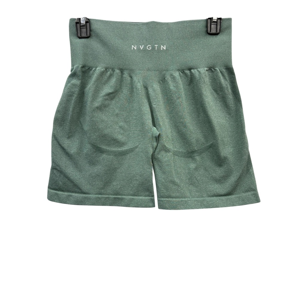 NVGTN Contour Seamless Sage Green High Waisted Scrunch Gym Shorts Activewear L - Picture 2 of 6